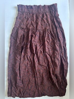 Time and Tru Women's Rust Floral Tiered Maxi Skirt